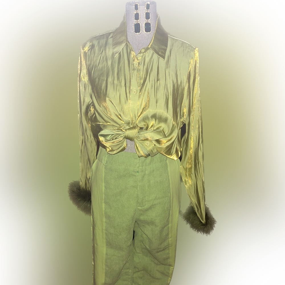 Green 90s high waisted pants